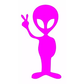 Sticker Dad Alien Peace Sign (2-Pack, 4" Hot Pink) Space Friends UFO Vinyl Decal Sticker