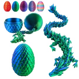 Xynqura Dragon Egg with Dragon 3D, 3D Printed Dragon, 3D Dragon, Realistic Dragon Eggs in the Egg Jointed Fully Movable, Surprise Easter Dragon Eggs, Home Decor (Radiation Green)