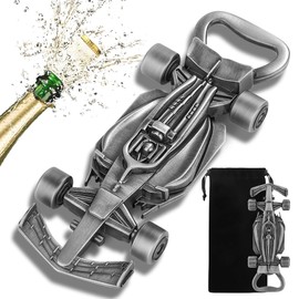 LULLEA Racing Car Bottle Opener with Spinning Wheels, Unique Racing Gifts for Men, Dad, Silver Bar Tool with Gift Bag, Perfect Gifts for Birthday, Father’s Day, Christmas, Pub Nights, BBQs