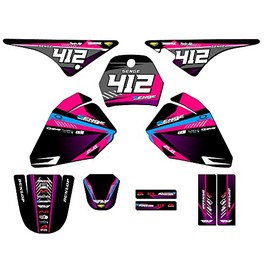 All Years PW 80 Surge Pink Senge Graphics Complete Kit with Rider I.D. Compatible with Yamaha