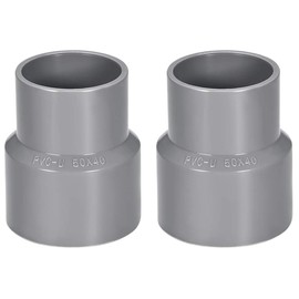 TOP-VIGOR 2Pcs PVC DWV Reducing Coupling, 40mm x 50mm Socket Pipe Fitting Adapter Connector, Duct Reducer Pipe Fitting for Water Supplies Build, Gray