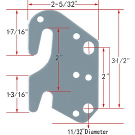 CAFORO Universal Wood Bed Rail Hook Plates - Set of 1
