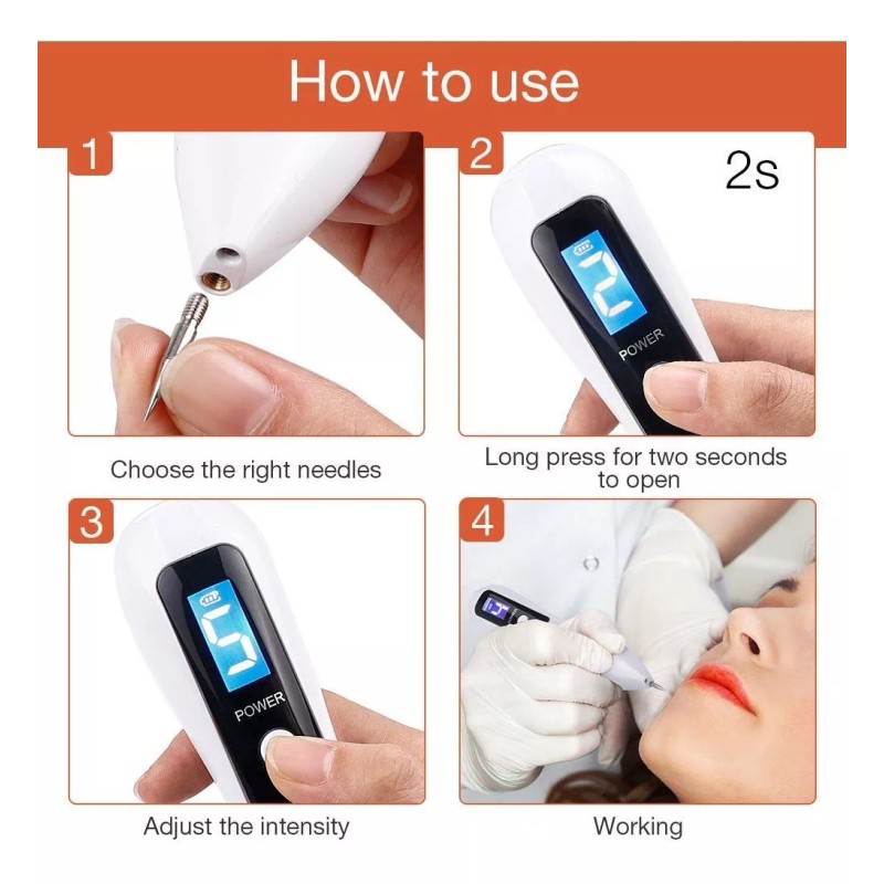 Lcd Ion Láser Tatuaje Pluma Recargable Topo Máquina De Elimi