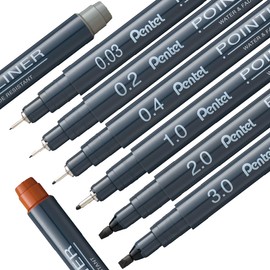 Pentel Pointliner Calligraphy S20P-C30A Fineliner with Metal Calligraphy Tip, Black, Waterproof and Non-fading, 3.0 mm, Pack of 1