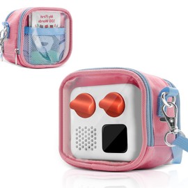 Transparent Carrying Case for YOTO Mini - Audio Music Players, Portable Storage Small Bag Compatible with Yoto Mini and Cards, Mini Organizer with Hand Strap and Adjustable Shoulder Strap, Pink