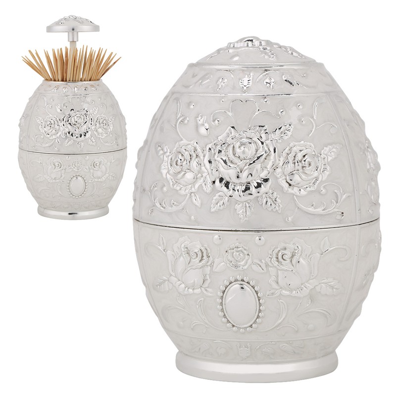 Metal Zinc Alloy Toothpick Holder Flower Pattern Hand Press Toothpick