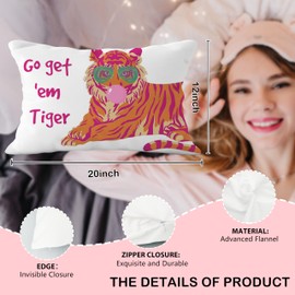 YeiHe - Funda de almohada rosa y naranja con tigre de 12 x 20 pulgadas, fundas de almohada blancas coquetas, modernas y preppy con tigre, decoración de habitación coqueta, artículos escolares preppy