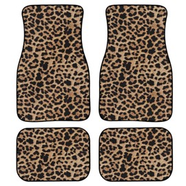 Leopard Car & Auto Floor Mats Women Men 4-Piece Full Set All Weather Universal Front & Rear Automotive Floor Mat Fit for SUV Sedan Truck Van Design 11