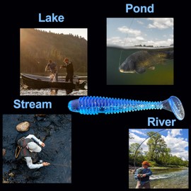 Soft Swimbaits 2 Inches, Paddle Baits for Bass Trout Crappie, Strong Plastic Lure Swimmer for Saltwater Freshwater 50Pcs Blue