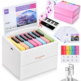 Piano Calendar, 2025 Playable Piano Desk Calendar, USB Rechargeable Piano Calendar Mini Piano, With 52 Music Scores in 27 Cards, Great Birthday Christmas Gift for Boys Girls Teens Family and Friends.