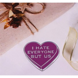 I Hate Everyone But Us Enamel Pin Heart Metal Badge Brooch Best Friends Couple Lovers Badge Pin Valentine's Day Gifts, Metal