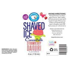 Strawberry Daiquiri Shaved Ice and Snow Cone Flavor Concentrate 4 Fl Ounce Size