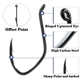 FishTrip Catfish Hooks Big River Hooks, 50pcs Live Cut Bait Fishing Hook for Catfishing Flathead Saltwater Freshwater (3/0)