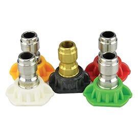 Juego de 5 Boquillas para Hidrolavadora, Conexión Rápida, Ángulos de Rociado 0°, 15°, 25°, 40° y Boquilla de Jabón, Compatibles con Hidrolavadoras de Alta Presión