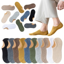 svlftecon No Show Athletic Cotton Socks 10 Pack Low Cut Invisible Soft Summer Non-Slip Liner Socks for Men Women, Mix01(10 Paris), Large