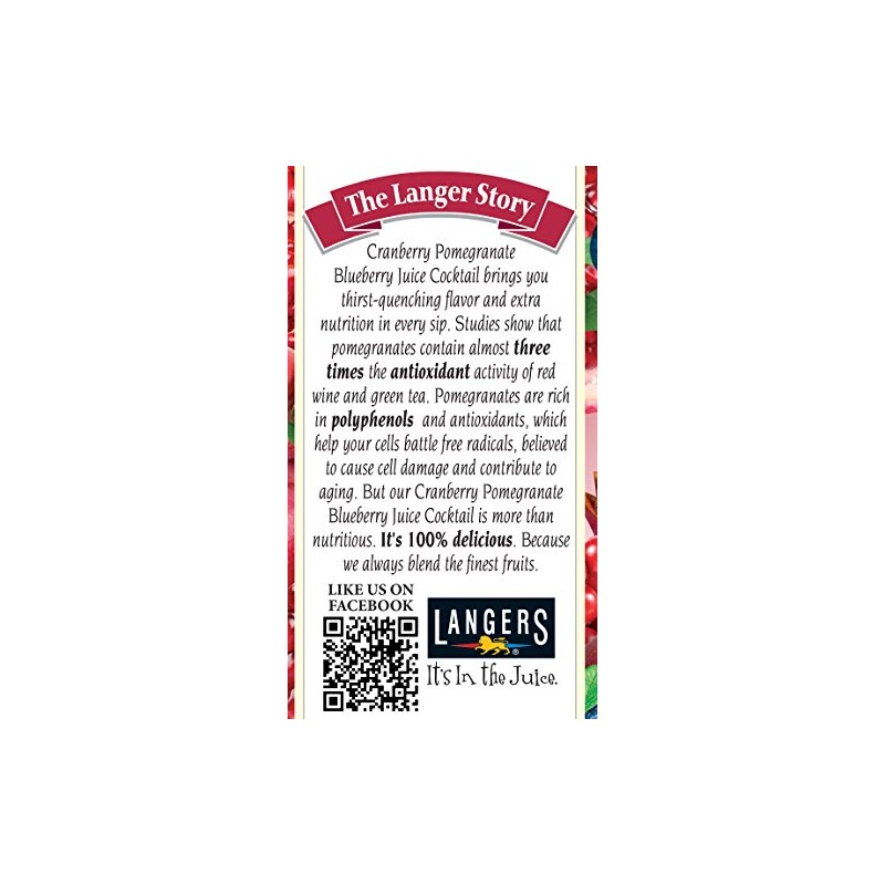 Langers Juice Cocktail, Cranberry Pomegranate Blueberry, 64 Fl Oz (Pack