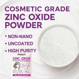 iReaLax Zinc Oxide Powder | 250g(8.82oz) Non Nano Uncoated Zinc Oxide Powder for Skin Protection, Skin Healing, Cosmetics Grade for DIY Sunscreen | lotions | Creams | serums | Deodorant