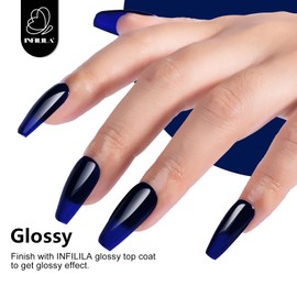 NXJ INFILILA Blue Gel Nail Polish, Navy Blue Nail Polish 15ml 0.51oz, Hema Free Dark Blue Deep Color Soak Off UV Gel Nail Manicure DIY Gift for Women Girls