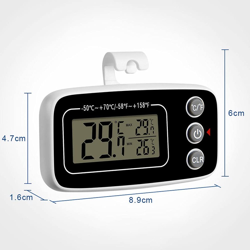 Vicloon Fridge Thermometer, Digital Freezer Thermometer with Hook, LCD Display,