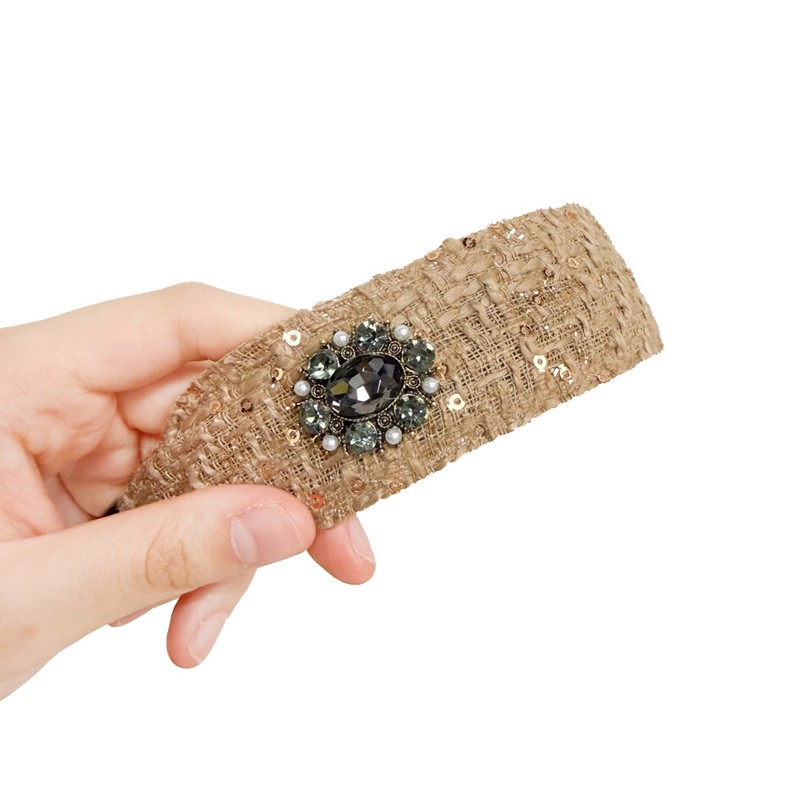 Burnaby Beige Cubic Pendant Hairband Wide Headband / 버나비 베이지