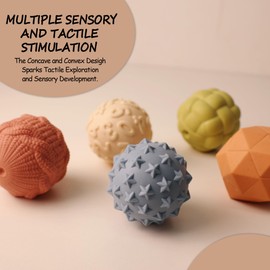 ROHSCE Sensory Balls for Babies,Soft Textured Squeeze Balls Montessori Toys, Bright Colors and Sounds