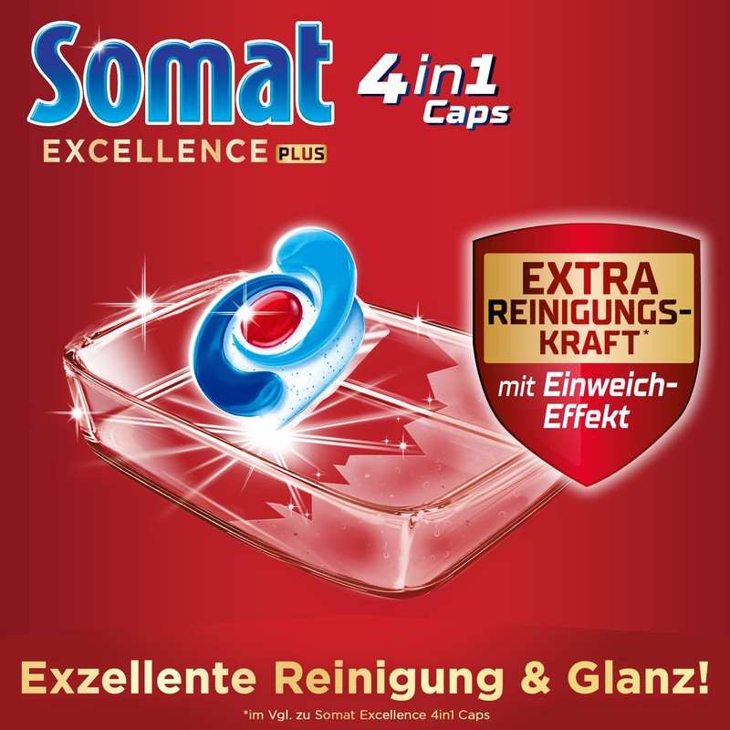 Somat Excellence Plus 4-in-1 Caps (50 Caps), Dishwasher Tablets in