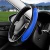 Blue Film Splicing Leather Steering Wheel Cover, Microfiber Leather, Anti-Slip,
