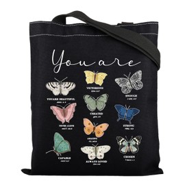 TSOTMO Butterfly Bible Verse Tote Bag Christian Gift Bible Verse Prayer Scripture Shopping Bag Religious Inspirational Gift (Butterfly BLK)