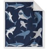 Jekeno Cartoon Shark Sherpa Blanket Blue Soft Warm Print Throw