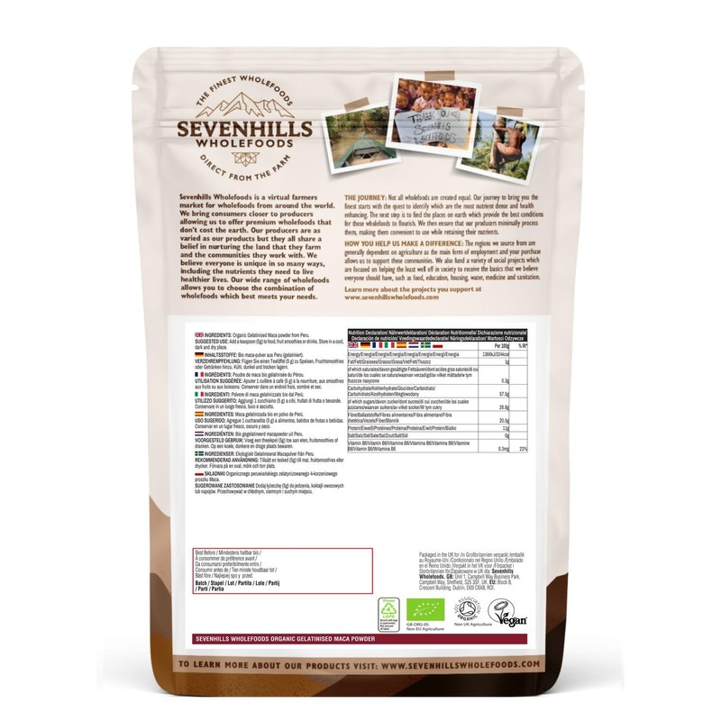 Sevenhills Wholefoods Organic Gelatinised Maca Powder 400g