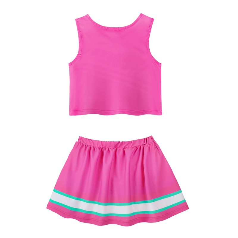 ReliBeauty ReliBeauty Cheerleader Kostüm Kinder Kleid mit Pompoms und Kopfschmuck，pink,110