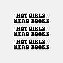 (Pack of 3) Hot Girls Read Books Sticker Vinyl - Strong Adhesive Waterproof Sticker - Used for Notebook, Car, Mug, Cup Laptop and Water Bottle 2 Inches
