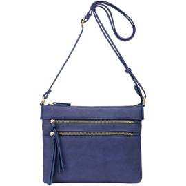 B BRENTANO - Bolso cruzado vegano con múltiples cremalleras con detalles de borla, Navy Nn, M