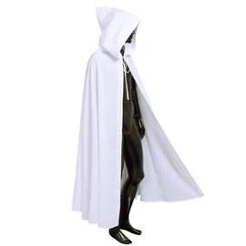 BLESSUME Medieval Knights Templar Hospitaller Hooded Cape (White 2)