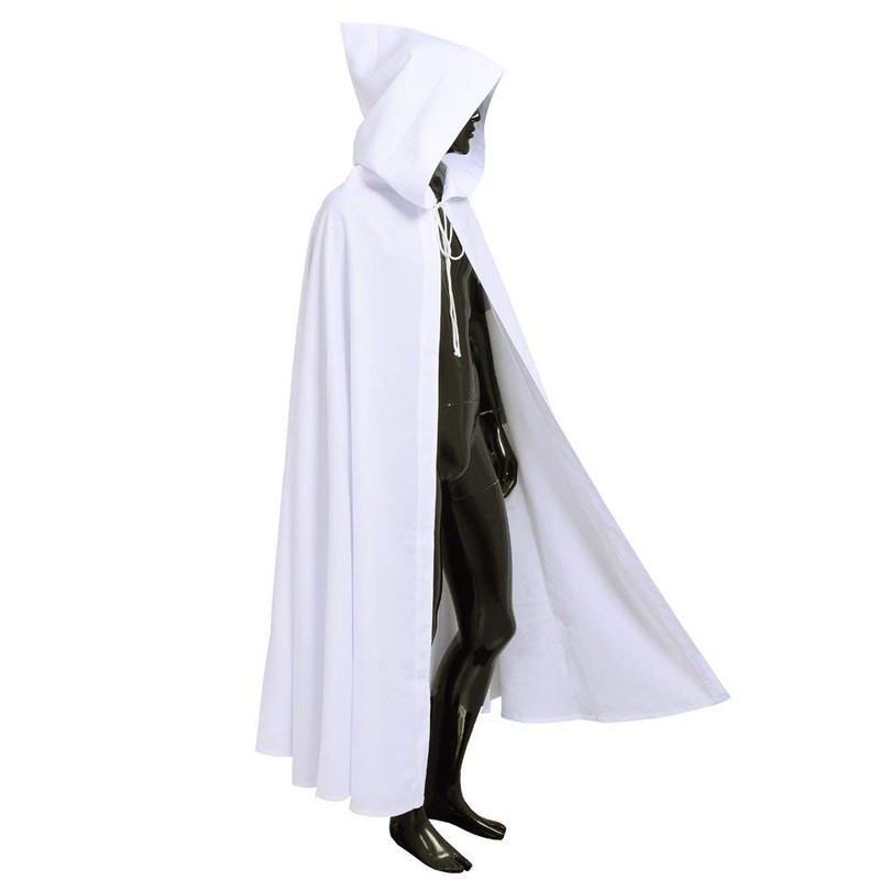 BLESSUME Medieval Knights Templar Hospitaller Hooded Cape (White 2)