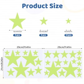 Glow in The Dark Ceiling Star Sticker 27 Pcs Glow in The Dark Star Stickers Glows Stickers Large Glowing Stars for Bedroom 3D Room Wall Decor Ceiling Stars Room Wall