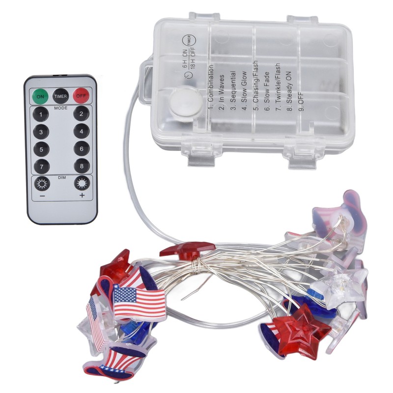 Independence Day Light String Wireless Remote Control IP44 Waterproof Timing