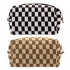 PAZIMIIK Checkered Makeup Bag for Purse Portable Zipper Make Up
