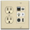 RiteAV Cat7 Coax HDMI Phone Toslink USB-C Wall Plate - Round Outlet [Ivory/Ivory]