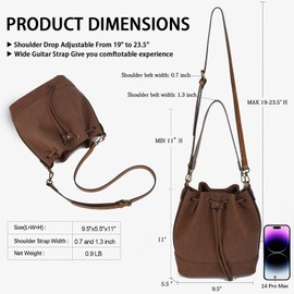AFKOMST Bucket Bag for Women,Drawstring Shoulder Bag and Designer Ladies Handbags with 2 Shoulder Straps