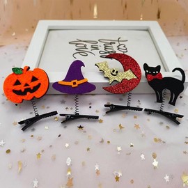 Gothic Style Hair Clip Set, 4 Counts/set Cute Pumpkin & Ghost & Witch Hat Design Hair Accessories, Fashionable Hair Accessories for Women & Girls