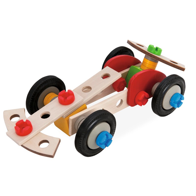 Eichhorn 100039016 Constructor Racing Car, 50 Pieces, Wooden Construction Set,