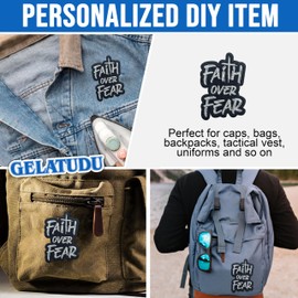 Faith Over Fear Patch 3 Inches Cross Christian God Religious Faith Iron On/Sew On Embroidery Fabric Applique Patches for Trucker Hat Clothes Backpack DIY Golf Accessories Friend Dad Mom Gift