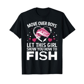 Funny Fishing Art For Girls Women Fishing Lover Fisherwoman T-Shirt