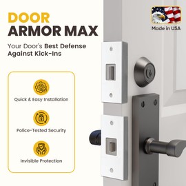 Armor Concepts Door Armor MAX Single Door Security Kit, Door Reinforcement Set for Jamb, Frame & Hinges, 5-Piece Door Lock Security, 30-Min Installation, Corrosion Proof, White
