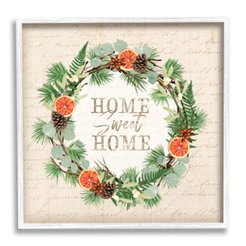 Stupell Industries Sweet Home Seasonal Wreath Framed Wall Art, Design by Jennifer Pugh
