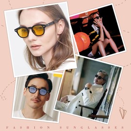 FEISEDY B2350 Wellington Sunglasses for Women, Men's, Square, Retro UV400, UV Protection, Small Face, Driving, Travel, Selfie, yellow