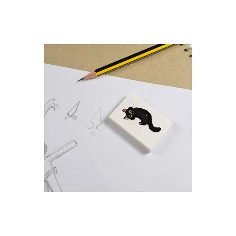 2 x 45mm 'Rolling Black Cat' Erasers/Rubbers (ER00043660)
