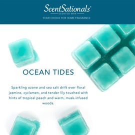 Scentsationals Wax Melts, Wax Cubes Strong Scent - Ocean Tides - Long Lasting Scented Wax Melts for Warmer, 2.5 oz (5-Pack)