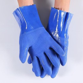 PVC Coated Heavy Duty Rubber Gloves For Handling Chemicals And Dish Washing (Blue, One size)